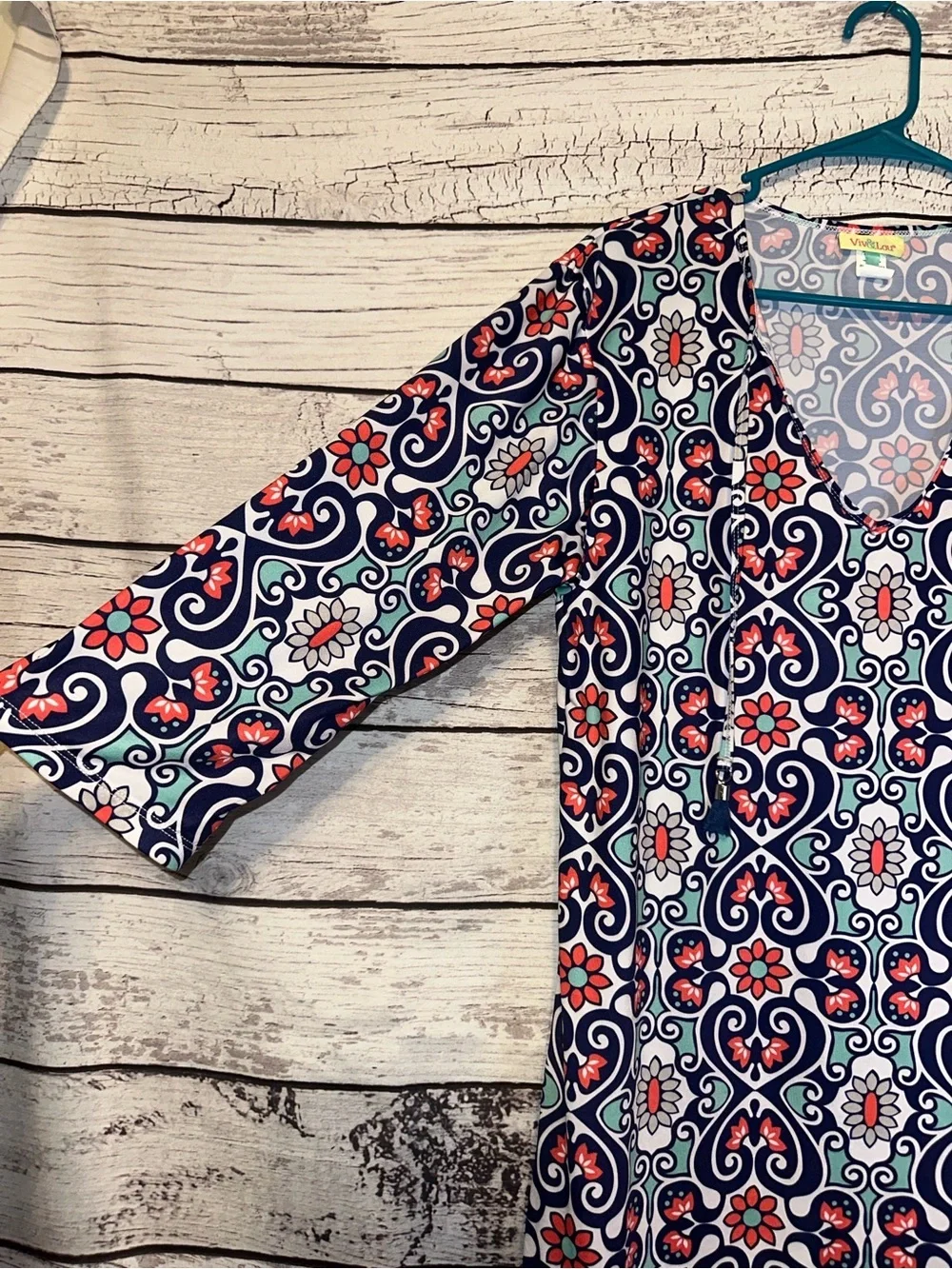 Viv & Lou Medallion Print Tassel Tunic Dress S/M